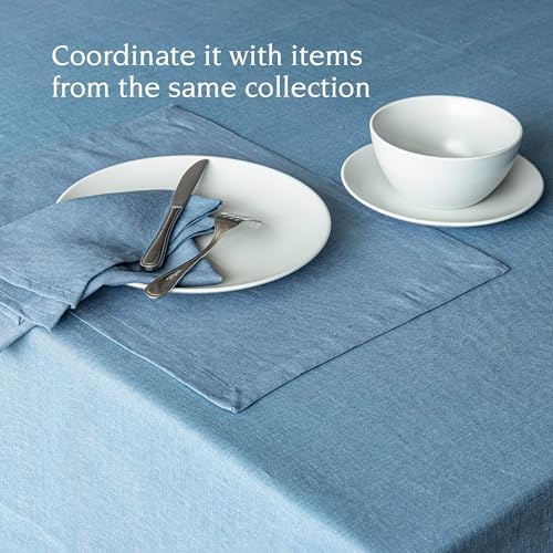 OverBack 100 Linen Woven Tablecloth - Blue 70x90