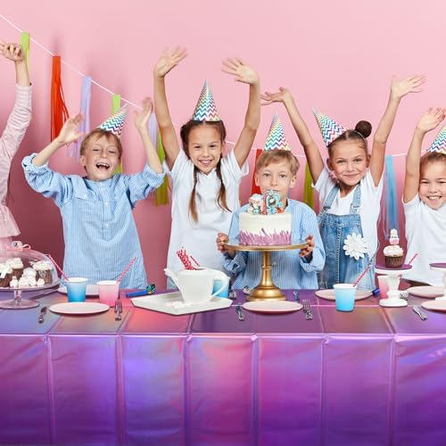 3 Pack Iridescent Pink Purple Plastic Tablecloths