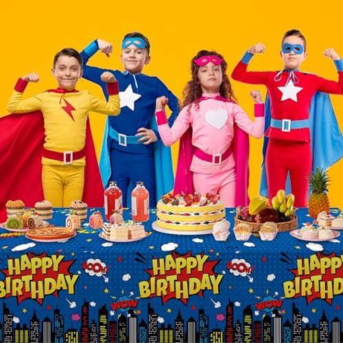 3Pcs Hero Themed Birthday Tablecloths Decorations