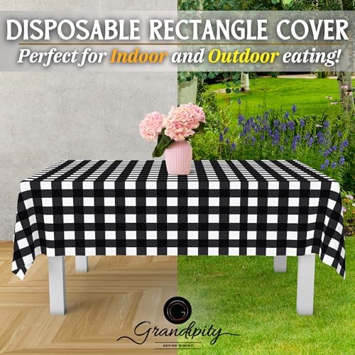 Grandipity Black Gingham Checkered Tablecloth 6 Pk 54in x 108in