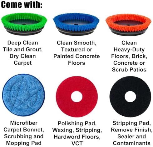 HHQ Heavy Duty Floor Scrubber with Brushes Pads and 50-Foot Cord