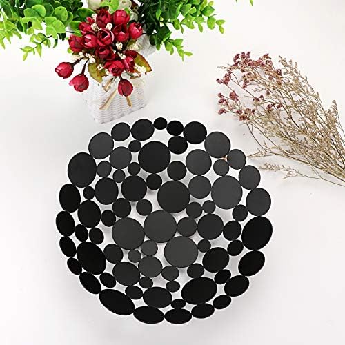 OwnMy Black Round Metal Fruit Bowl Basket