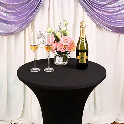 JISEN Cocktail Spandex Fitted Stretchable Elastic Tablecloth Black