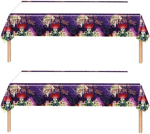 We1Fit 2 Pack Hocus Pocus Halloween Tablecloths 43x71 Inch