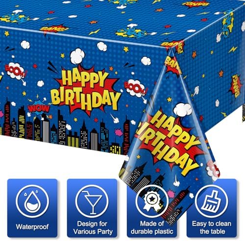3Pcs Hero Themed Birthday Tablecloths Decorations