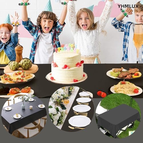 YHMLUX Disposable Table Cloth 12 Pack Black 54x108 Inch