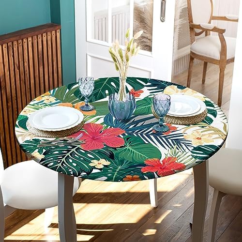 Round Fitted Tablecloth with Elastic Design for Outdoor Use