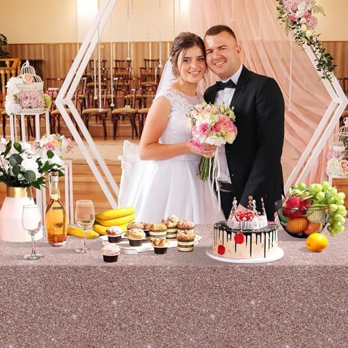3 Pack Pink Rose Gold Birthday Tablecloths 54x108 Inch