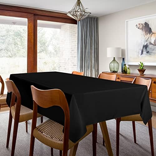 Sancua 2 Pack Black Tablecloth 60x84 Inch Rectangle 4 Feet Table Cover