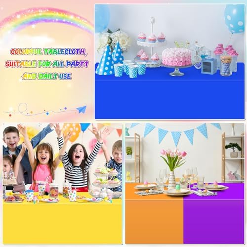 12 Pack Rainbow Color Tablecloths for Events