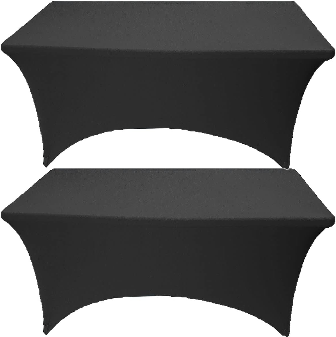 2 Pack 6FT Black Spandex Tablecloth for Rectangular Tables