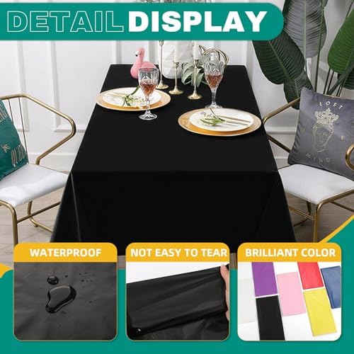 50 Pack Black Plastic Tablecloths for Rectangle Tables