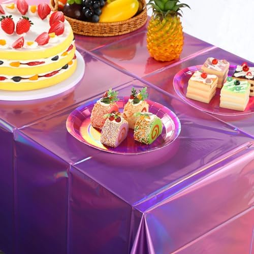 3 Pack Iridescent Pink Purple Plastic Tablecloths