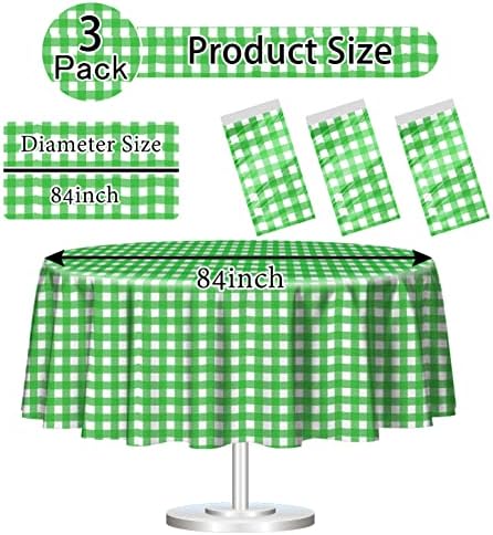 HEIPINIUYE 3 Pack Round Checkered Tablecloth 84x84 Inches