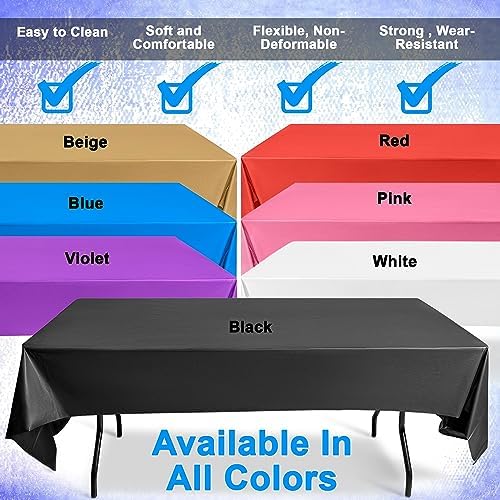 Pink Plastic Table Cloths 6 Pack with 12 Clips for Rectangular Tables