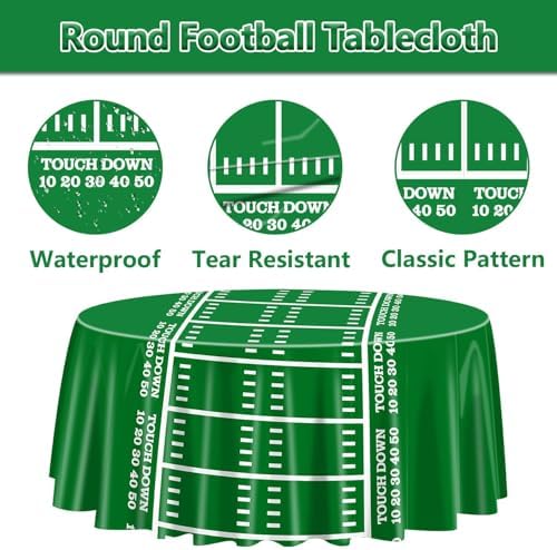 3 Pcs Football Tablecloths for Round Table 84x84 Inch
