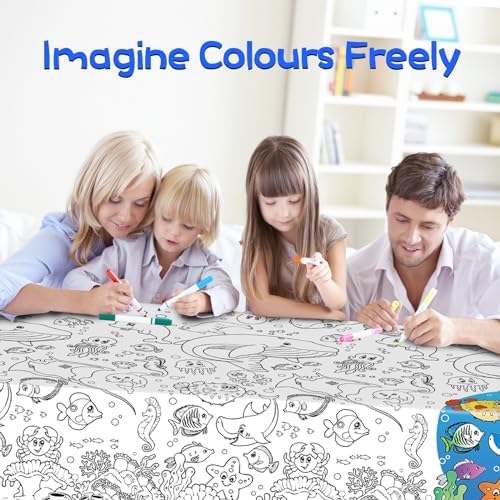 Ocean-Themed Giant Tablecloth for Kids 54x108 Inch