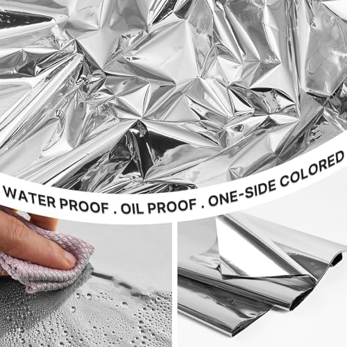 PartyWoo 3 pcs Silver Foil Table Cover 54 x 108 Inch Waterproof Tablecloth for 6-8 Foot Tables