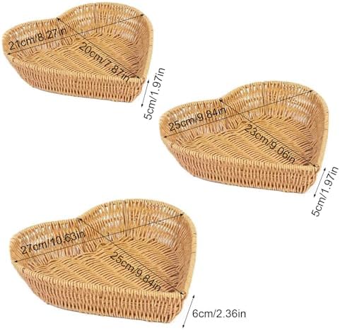 Artificial Rattan Serving Tray with Heart Shape Design