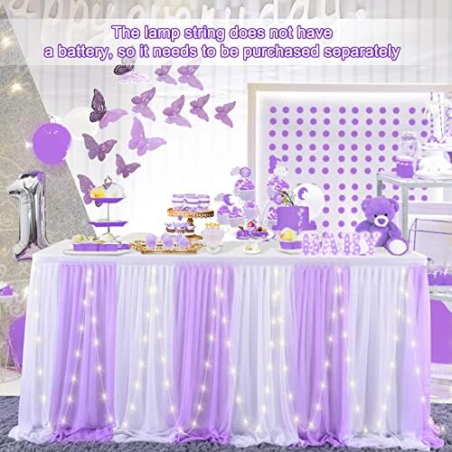 9ft Purple Table Skirt with LED Lights for Parties