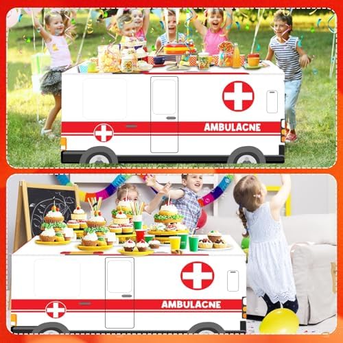 Cumule 6 Ft Ambulance Themed Tablecloth