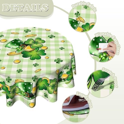 St Patricks Day Round Tablecloth - 60 Inch Gold Coin Design