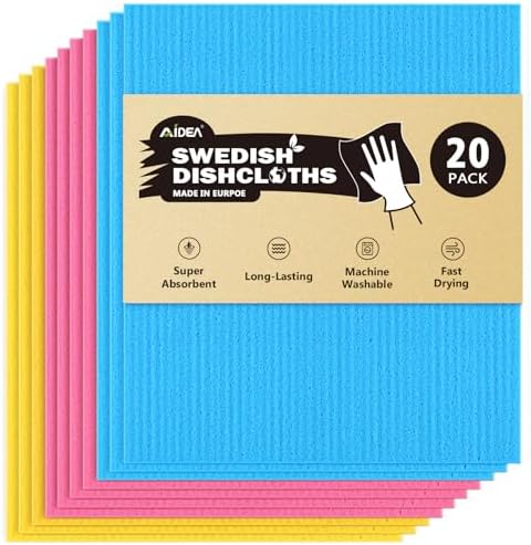AIDEA Swedish Dish Cloths 20 Pack Reusable Kitchen Towels