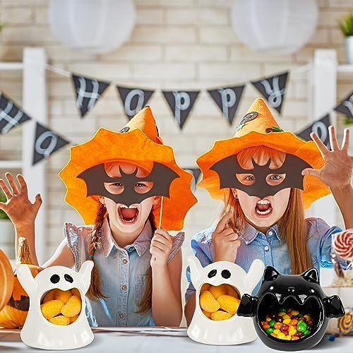 Kolewo4ever 4 Piece Halloween Candy Dish Holder Ceramic Bat Ghost Shape