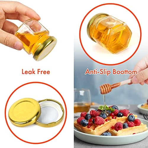 AuroTrends Mini Honey Jars 15oz Glass 30Pack with Dippers