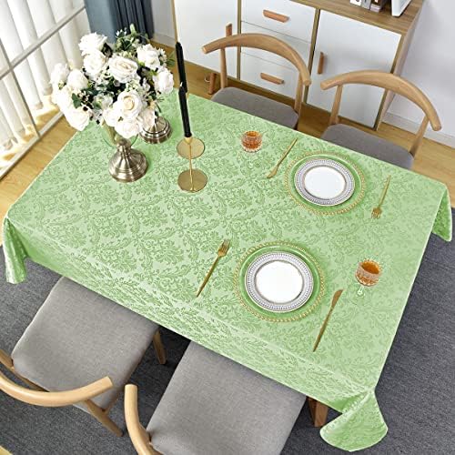 SASTYBALE Damask Tablecloth 52x70 Inch Light Green