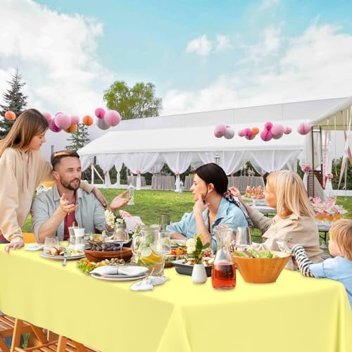 QISOLIY 3 Pcs Light Yellow Tablecloth for Parties