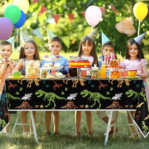 2 Pack Dinosaur Tablecloth 54x108 Inch Waterproof Dino Party Cover for Kids Boy Birthday Decorations