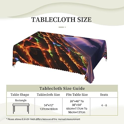 Rainbows and Lights Rectangle Tablecloth 54x72 Inch Washable Decor