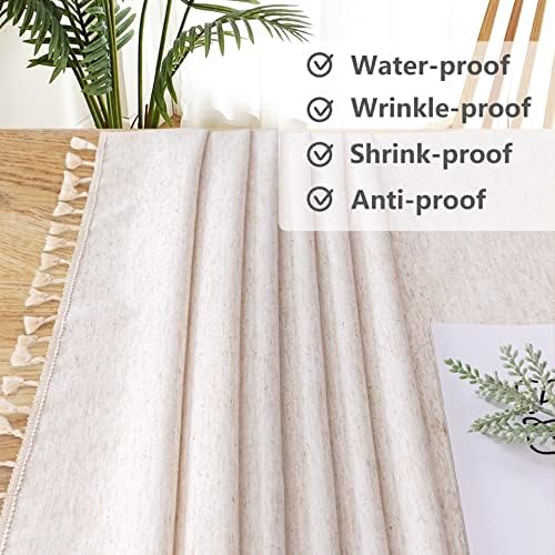 MYSKY HOME 60 in Round Cotton Tablecloth with Beige Tassels