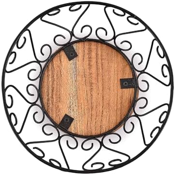 EDHAS Iron Fruit Bowl With Wooden Base 9x9x4 Inches