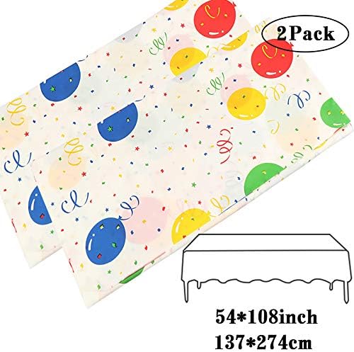 Mulbozy Colorful Balloons Plastic Tablecloth - 2 Pack 108 x 54 Inch
