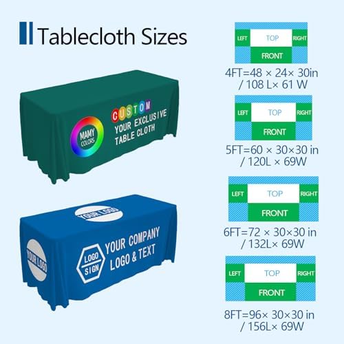Custom Table Cloth with Business Logo Text 4FT