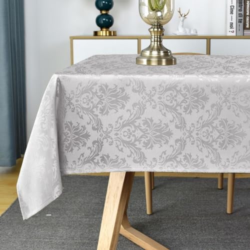 Rectangle Tablecloth with Flower Jacquard Pattern 52x70 Inch Grey