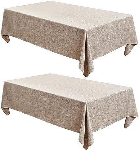 Fitable Nature Faux Linen Tablecloths 2 Pack Neutral 60x84 Inch