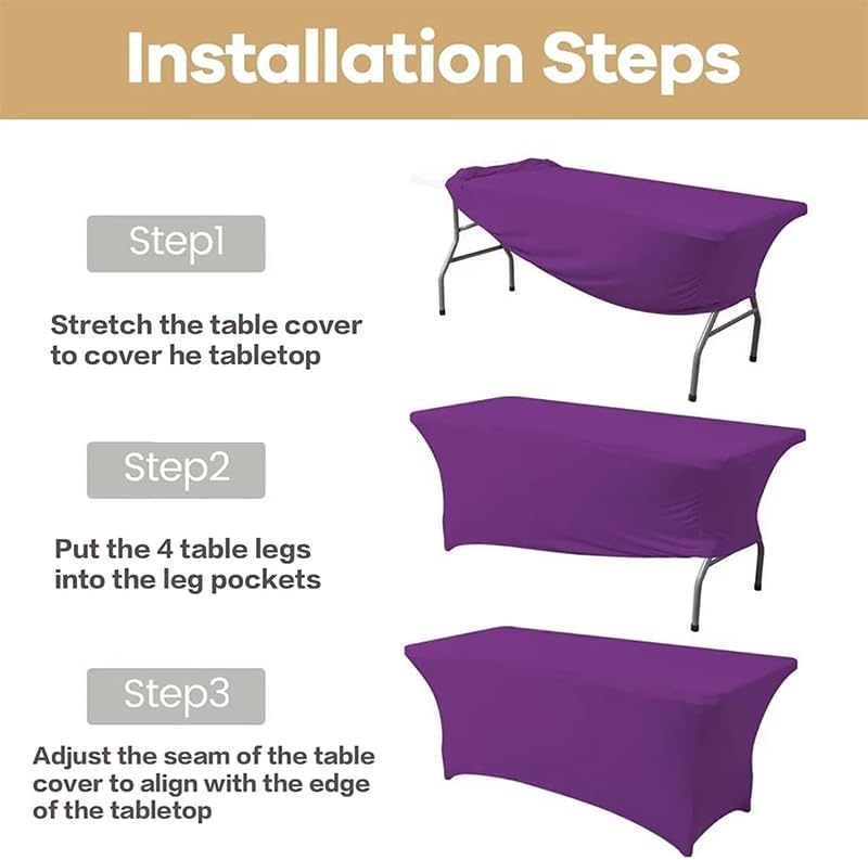 6 Ft Spandex Table Cover Purple Stretch Fitted Tablecloth