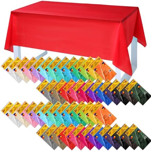 Newwiee 46 Pack Plastic Tablecloths for Rectangle Tables 54x72