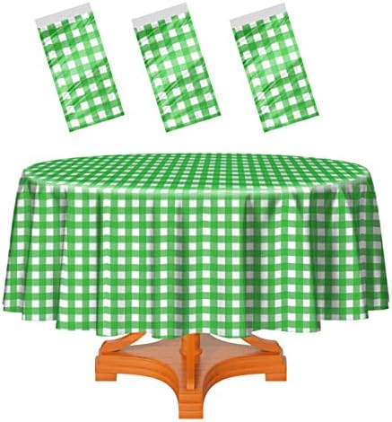 HEIPINIUYE 3 Pack Round Checkered Tablecloth 84x84 Inches