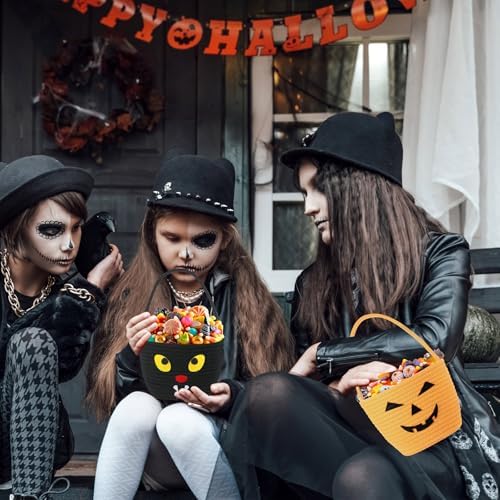 Halloween Trick or Treat Basket with Handle Cat Design