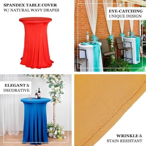Efavormart Beige Round Spandex Cocktail Table Cover