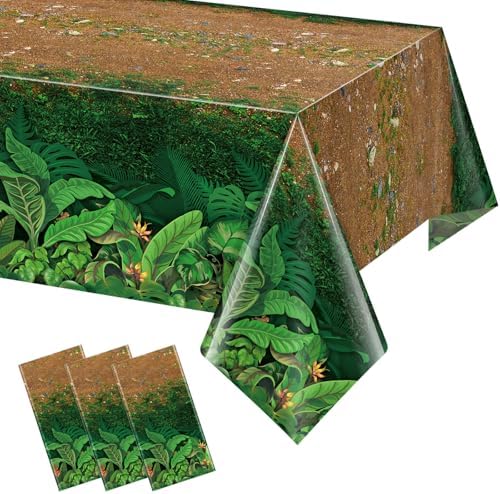 3Pcs Forest Path Plastic Tablecloths for Jungle Themed Parties