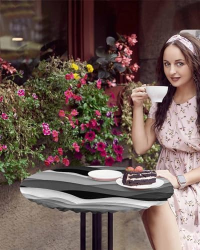 Black Grey Round Waterproof Table Cover with Elastic