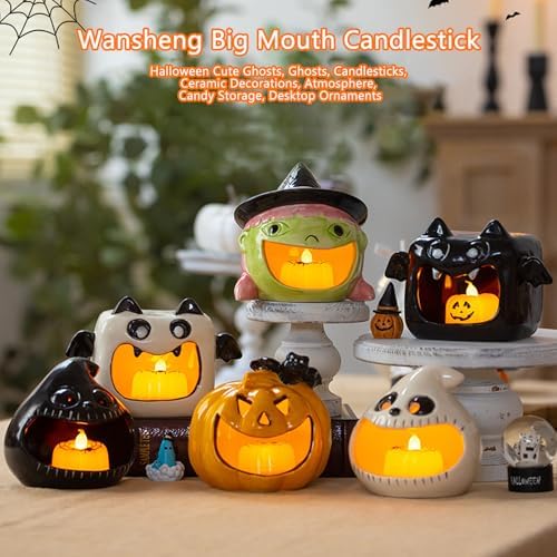 Cute Halloween Candy Bowl with Black Bat Design