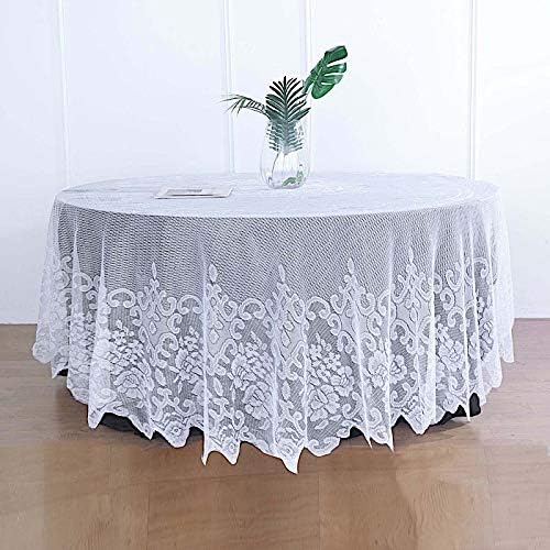 BalsaCircle 108-Inch White Lace Round Tablecloth for Weddings and Events