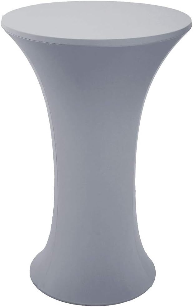 JISEN Cocktail Spandex Fitted Stretchable Tablecloth C-Silver Grey 24x43 Inch