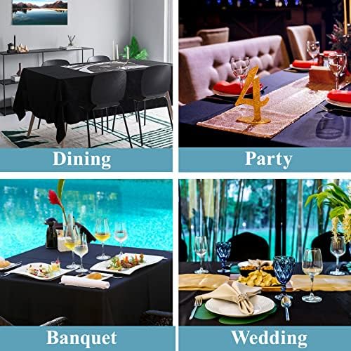 VidaFete 2 Pack 90x132 Inch Black Tablecloth